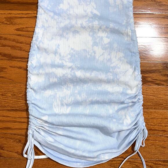 Garage Ria Sky Blue Tie Dye Side Ruched Ribbed Tank Mini Dress Size M - Picture 9 of 14